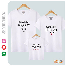 Mua Áo gia đình 3/4/5 người dễ thương Đồng phục gia đình giá rẻ Thun cotton đủ size Màu trắng GD329T - Áo Bố - Size 2 tại SGSHOP