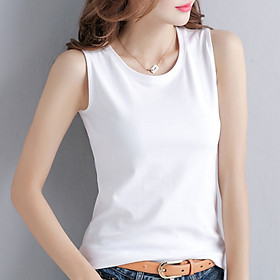 Mua Áo Thun Ba Lỗ Nữ Trơn Sát Nách Thun Cotton 4 Chiều SN102 SALLY BOUTIQUE - Trắng - S tại FASHION TREND