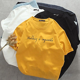Mua Áo thun unisex form rộng chữ kiểu notthing is impossible vải dày mịn 20T2701 - Đen - Size XS tại Ghiền Baby Store