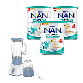 Mua Bộ 3 lon Sữa bột Nestlé NAN OPTIPRO PLUS 4 1500g/lon với 5HMO Giúp tiêu hóa tốt - Tăng cường đề kháng (2 - 6 tuổi) + Tặng Máy xay sinh tố...