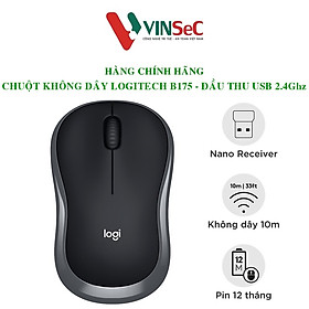 Mua Chuột không dây Logitech B175 - đầu thu USB 2.4Ghz, pin 1 năm, nhỏ gọn, thiết kế thuận cả 2 tay, phù hợp PC/ Laptop - Hàng chính hãng tại VINSEC