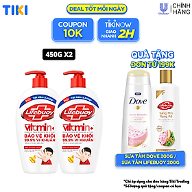 Mua Combo 2 Nước Rửa Tay Lifebuoy Bảo Vệ Vượt Trội 10 Giúp Sạch Khuẩn Và Bảo Vệ Vượt Trội Khỏi 99.9% Vi Khuẩn Tốt Nhất Chai 450g tại Tiki Trading