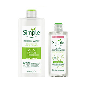 Mua Combo 2 Nước tẩy trang Simple Micellar làm sạch 99% trang điểm, cho da thoáng mịn tức thì 400ml và 200ml [CHAI LỚN TIẾT KIỆM 111K] tại Tiki...