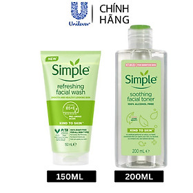 Mua Combo Sữa rửa mặt Simple sạch thoáng không chứa xà phòng 150ml + Nước hoa hồng Simple 200ML [Chính Hãng Độc Quyền] tại Tiki Trading