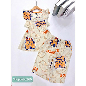 Mua Đồ bộ nữ, đồ ngủ mặc nhà lửng cổ vuông phối ren F21 tay cánh tiên vải lanh BL161 họa tiết dễ thương size 45-70kg. - Màu 2 - Size XL:dưới 65kg...
