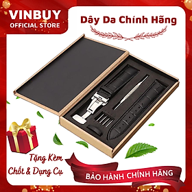 Mua [Da Thật] Dây Đồng Hồ Da Bò Khóa Bướm Chống Gẫy Dây Kèm Hộp Đựng Bằng Gỗ Và Dụng Cụ Thay Dây (Size 18mm, 20mm, 22mm, 24mm) – Chính Hãng VinBuy...