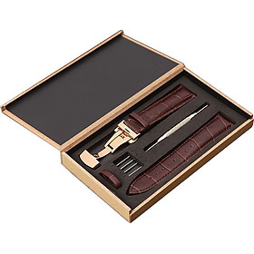 Mua Dây đồng hồ da bò cao cấp tặng Hộp Gỗ kèm khóa bướm thép không gỉ 316L (Nhiều màu) - Nâu Vàng Hồng - 18mm tại TINY