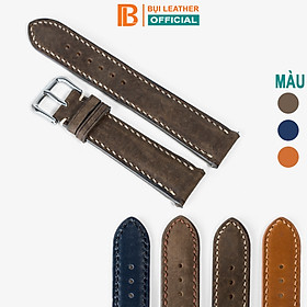 Mua Dây đồng hồ da bò Vintage Bụi Leather D111 - Da thật khâu tay thủ công cao cấp - Bảo hành 12 tháng - Da sáp chỉ trắng - 24MM tại BỤI LEATHER...
