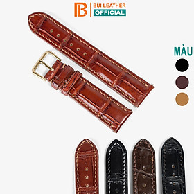 Mua Dây đồng hồ nam da cá sấu đốt tre Bụi Leather D103 - Hàng khâu tay thủ công cao cấp - Bảo hành 12 tháng - Đỏ gụ - 18MM tại BỤI LEATHER OFFICIAL