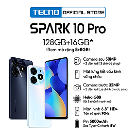 Mua Điện thoại Tecno SPARK 10 Pro 8GB/128GB - Helio G88 | 5000 mAh | Sạc nhanh 18W | Cảm ứng vân tay - Hàng chính hãng - Đen tại Tecno Official Store