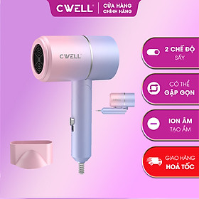 Mua Máy sấy tóc công suất lớn tạo kiểu CWell, máy sấy tóc mini 2 chiều nóng lạnh C02HD 1200W bảo hành chính hãng - Hồng Tím-Gập tại CWELL Official...