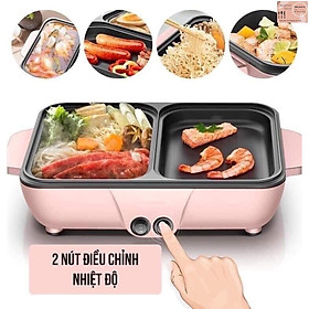 Mua Nồi lẩu nướng đa năng, Nồi lẩu nướng 2 ngăn mini chống dính, Bếp lẩu nướng đa năng 2 in 1 cao cấp tại ShopQuangSon