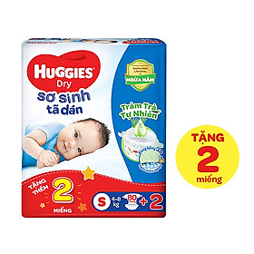 Mua Tã dán sơ sinh Huggies mới (4kg-8kg) - Gói 80 miếng Tràm Trà + Tặng 2 miếng tại Tiki Trading