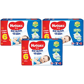 Mua Thùng 3 tã dán sơ sinh Huggies mới S54 (4kg-8kg) - Gói 54 miếng Tràm Trà + Tặng 6 miếng tại Tiki Trading
