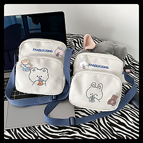 Mua Túi chéo nữ mini vải canvas gấu thỏ trà sữa cute thời trang teen giá rẻ - Thỏ trà sữa + 3 Quà tại Balo học sinh đẹp độc