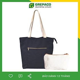 Mua Túi Tote Xách Nữ Grepaco Vải Bố Canvas Cao Cấp Màu Đen Đẹp Đeo Chéo Vai Có Khóa Kéo Nhiều Ngăn Dùng Đi Học, Làm Công Sở, Du Lịch Phong Cách...