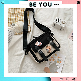 Mua Túi Vải Canvas Đeo Chéo Phong Cách Harajuku Nhật Bản Cho Nữ - Đen tại Ruby Yame