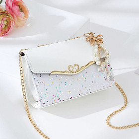 Mua Túi xách đeo chéo nữ tặng dây chuyền ngọc trai dạo phố - Trắng tại Moon Fashion